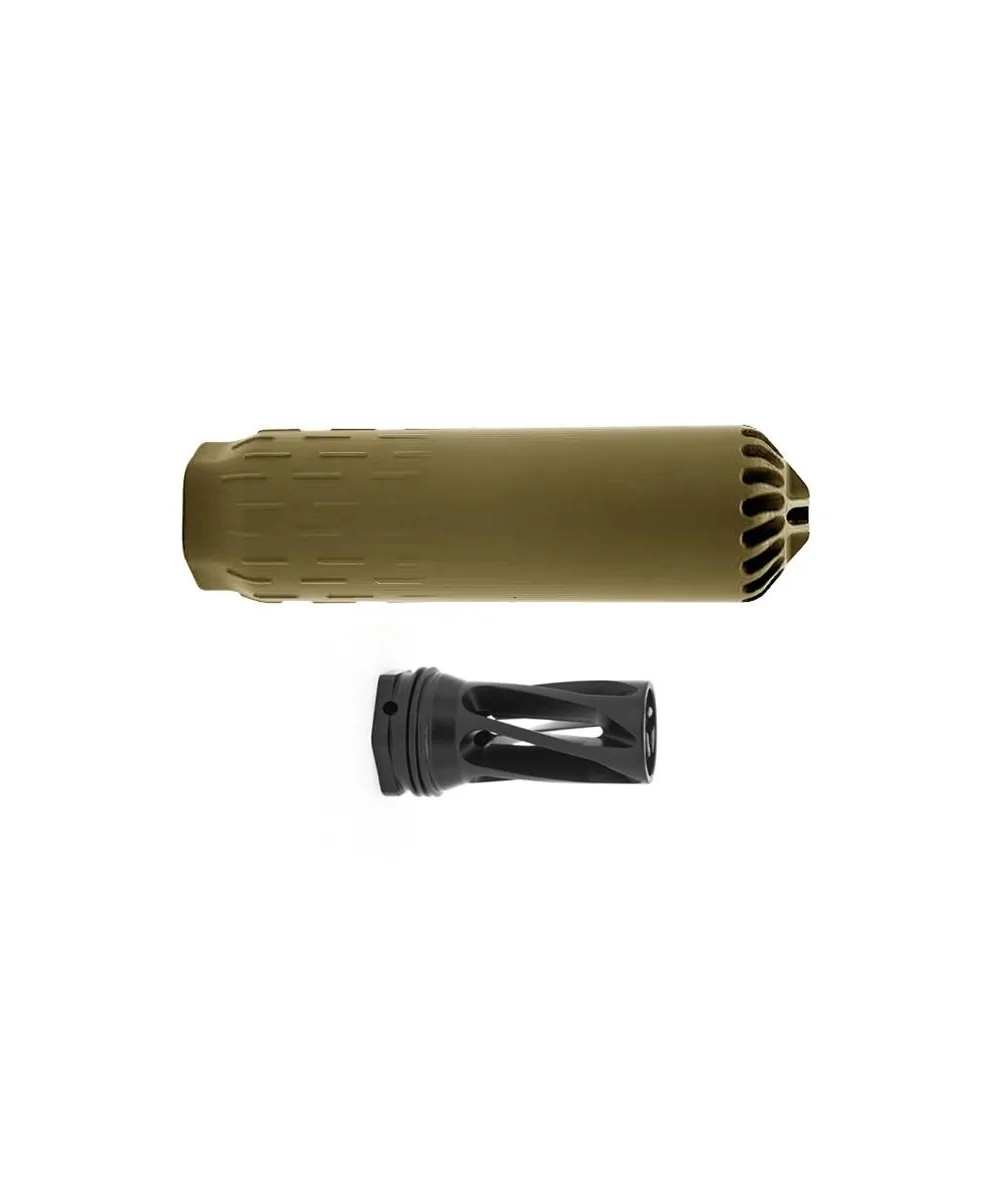 HUXWRX SAFETY CO. Huxwrx Flow 6k Suppressor Kit 5/8x24 FDE with Flash Hider 5.56mm silencer product image