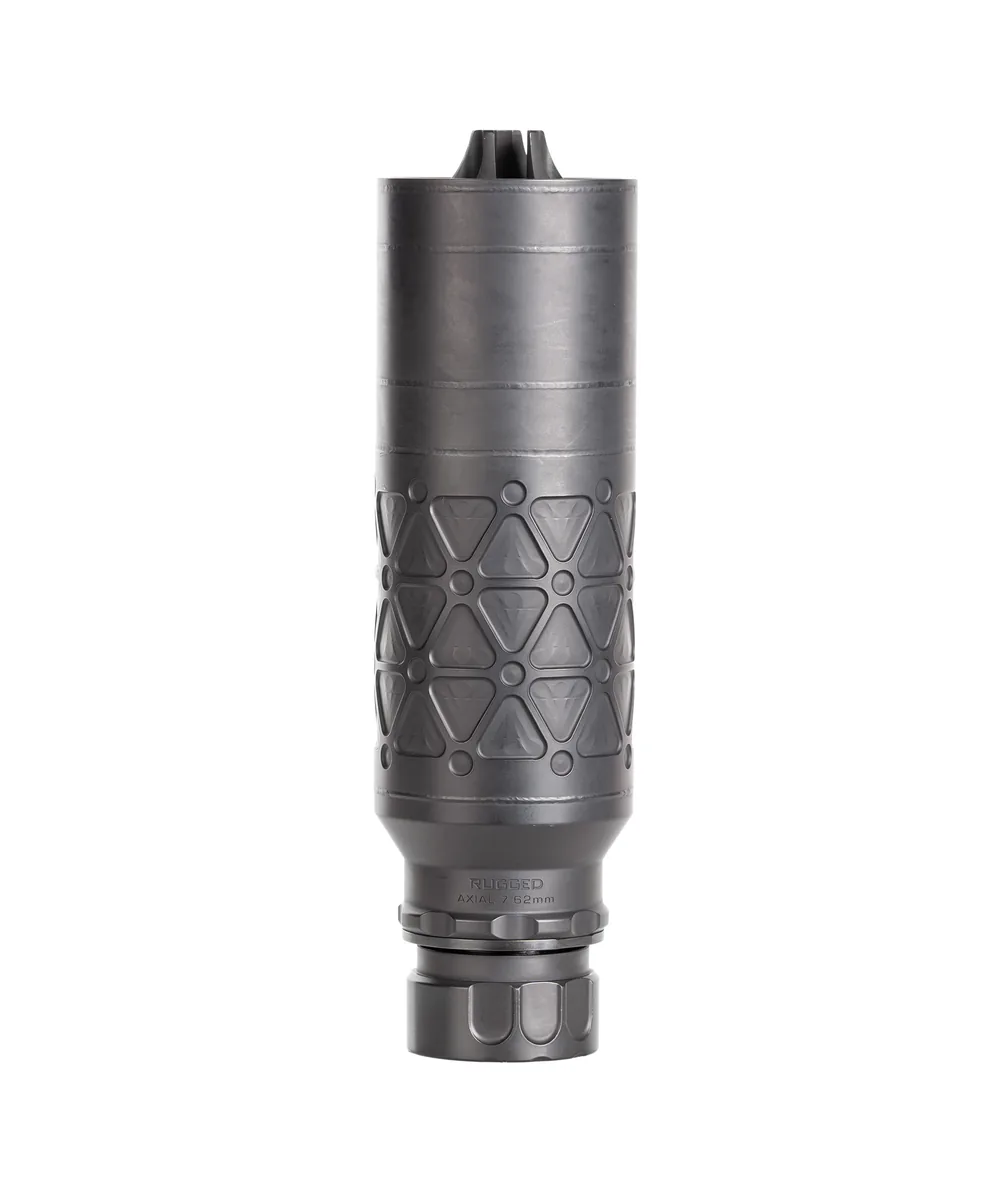 RUGGED SUPPRESSORS Rugged Axial 7.62 Quick Attach Suppressor 7.62mm Cobalt 6/Stainless Steel 5/8×24 Thread Pitch silencer product image